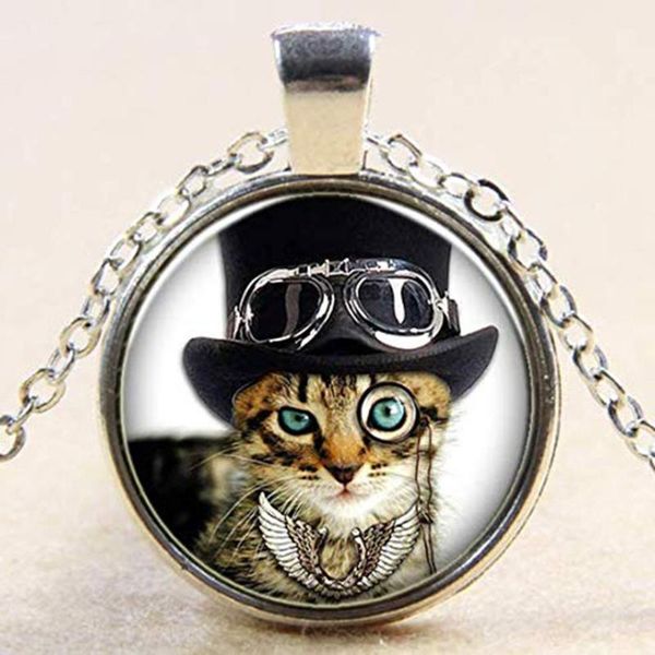 pendant necklaces women's fashion retro punk glass round black cool cat necklace ladies jewelry, Silver
pendant necklaces women's fashion retro punk glass round black cool cat necklace ladies jewelry, Silver