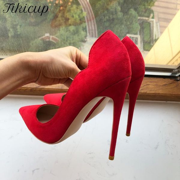 dress shoes tikicup solid red flock women curl cut pointy toe high heel wedding bridal elegant ladies designer slip on stiletto pumps, Black
dress shoes tikicup solid red flock women curl cut pointy toe high heel wedding bridal elegant ladies designer slip on stiletto pumps, Black