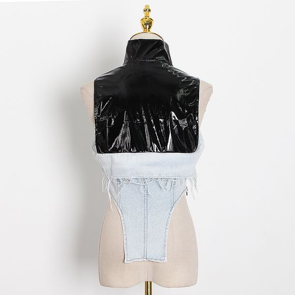 patchowrk hit color pu denim jacket for women stand collar sleeveless tassel sleeveless jacket female 2020 fashion, Black;brown
patchowrk hit color pu denim jacket for women stand collar sleeveless tassel sleeveless jacket female 2020 fashion, Black;brown