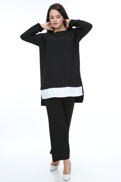 women's two piece pants manga garnish double suit, White 
women's two piece pants manga garnish double suit, White