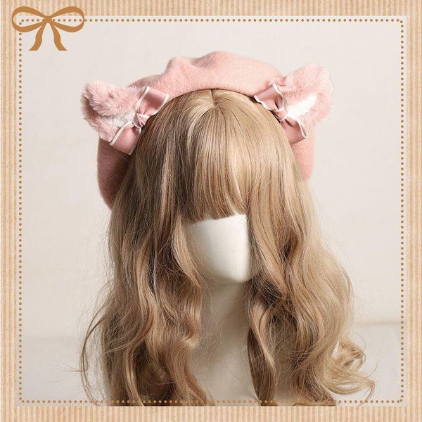 berets wool beret japanese style all-matching cute girl heart autumn and winter plush bear cap with ears children, Blue;gray
berets wool beret japanese style all-matching cute girl heart autumn and winter plush bear cap with ears children, Blue;gray