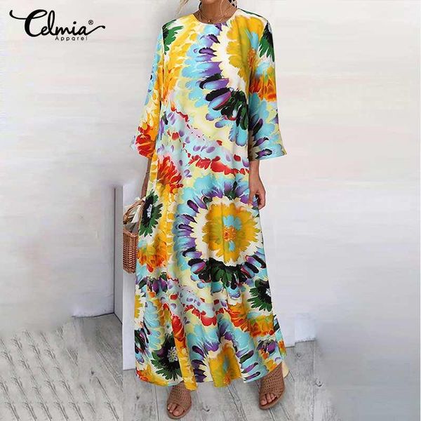 casual dresses celmia bohemian floral print dress women 3/4 sleeve maxi long loose tie-dye plus size party beach vestidos robe, Black;gray
casual dresses celmia bohemian floral print dress women 3/4 sleeve maxi long loose tie-dye plus size party beach vestidos robe, Black;gray
