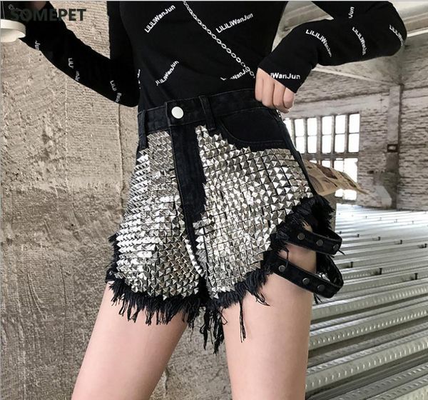 women's shorts high waist women rivet denim summer spring autumn booty loose tassel female fashionshort, White;black
women's shorts high waist women rivet denim summer spring autumn booty loose tassel female fashionshort, White;black