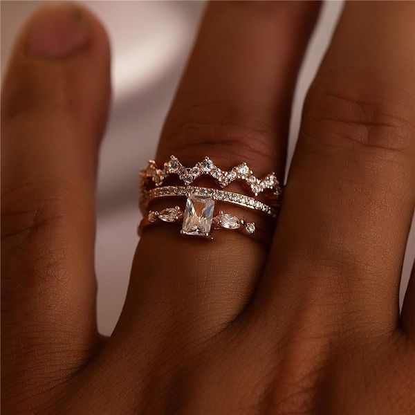 wedding rings vintage female white zircon stone ring charm rose gold color engagement cute square crystal crown for women, Slivery;golden
wedding rings vintage female white zircon stone ring charm rose gold color engagement cute square crystal crown for women, Slivery;golden