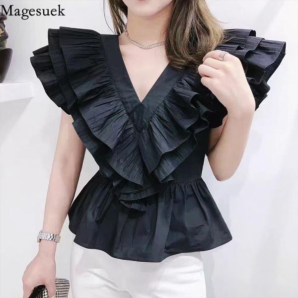 women's blouses & shirts elegant v neck pleated ruffles blouse women butterfly sleeve summer slim solid smock blusas 15593, White
women's blouses & shirts elegant v neck pleated ruffles blouse women butterfly sleeve summer slim solid smock blusas 15593, White
