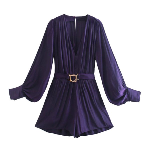 2021 new fashion purple playsuits women chic vintage v neck elastic waist female short jumpsuits mujer tpgg, Black
2021 new fashion purple playsuits women chic vintage v neck elastic waist female short jumpsuits mujer tpgg, Black
