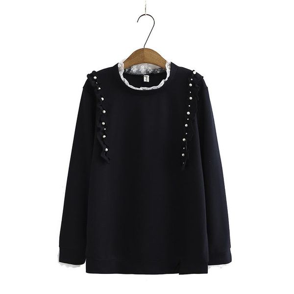 plus size t-shirt women solid color hoody 2021 autumn basic sweatshirt casual long sleeve lace ruffle pearl s53-2903, Black
plus size t-shirt women solid color hoody 2021 autumn basic sweatshirt casual long sleeve lace ruffle pearl s53-2903, Black