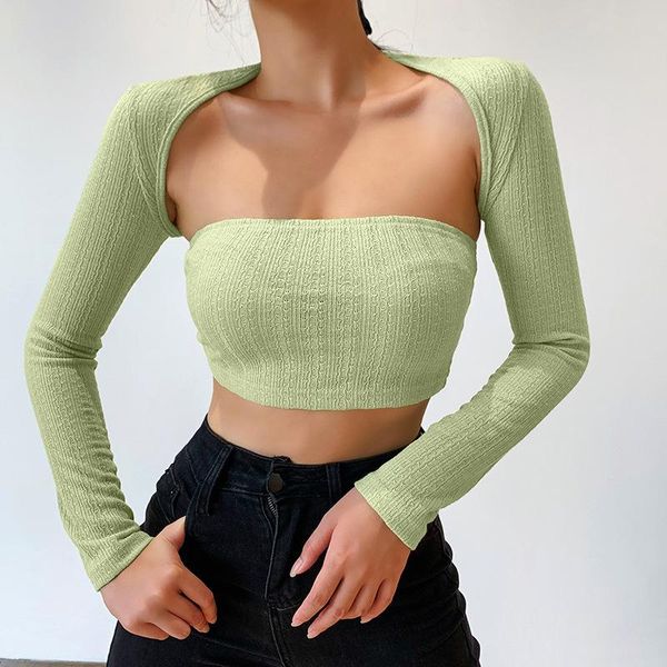 women's t-shirt egirl knit shirt long sleeve knitting with strapless vest suit for autumn y2k aesthetic solid color tees, White
women's t-shirt egirl knit shirt long sleeve knitting with strapless vest suit for autumn y2k aesthetic solid color tees, White