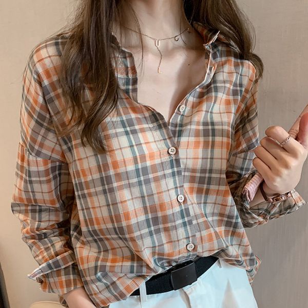 new plaid button up shirt long sleeve loose casual korean fashion 2021 summer clothes for women blusas feminina c27 kr55, White
new plaid button up shirt long sleeve loose casual korean fashion 2021 summer clothes for women blusas feminina c27 kr55, White