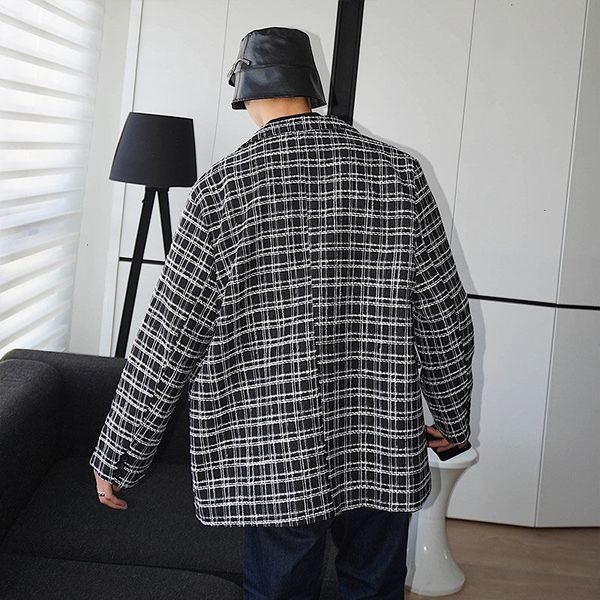 2021 plaid men's fashion retro casual suit men wild autumn and winter mens blazer jacket c69n, White;black
2021 plaid men's fashion retro casual suit men wild autumn and winter mens blazer jacket c69n, White;black