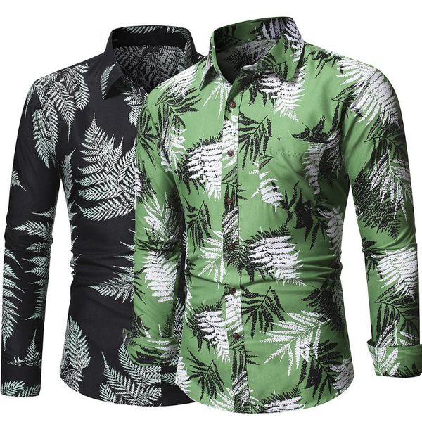 hawaiian shirt men leaf print long sleeve shirt fashion casual beach floral men clothing streetwear chemise homme, White;black
hawaiian shirt men leaf print long sleeve shirt fashion casual beach floral men clothing streetwear chemise homme, White;black