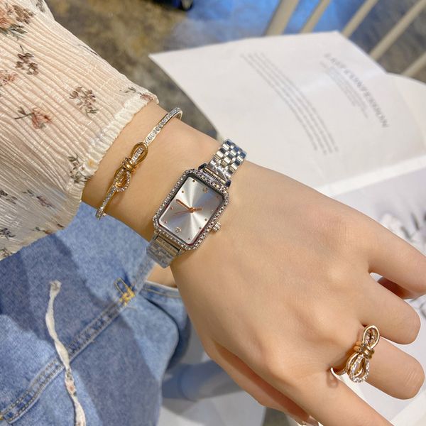 fashion high-class small square watch mother-of-pearl dial rice ear bezel quartz steel bar watch, Slivery;brown
fashion high-class small square watch mother-of-pearl dial rice ear bezel quartz steel bar watch, Slivery;brown