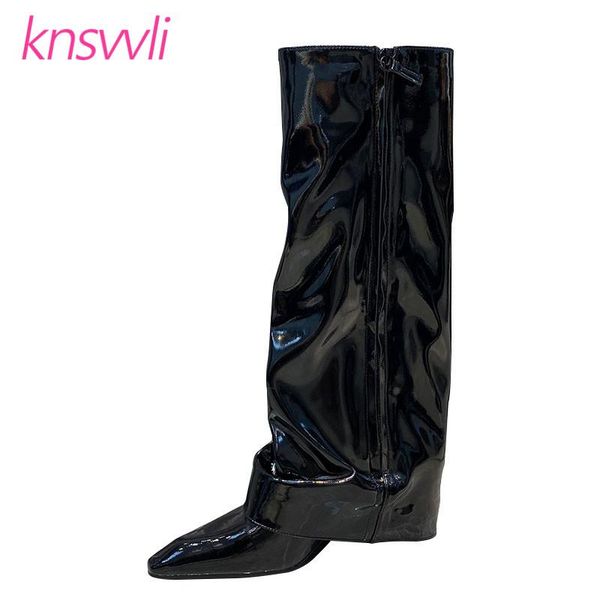 boots 2021 designer pleated knight knee high women pointed toe wide shaft battle woman wedge heel runway shoes, Black
boots 2021 designer pleated knight knee high women pointed toe wide shaft battle woman wedge heel runway shoes, Black