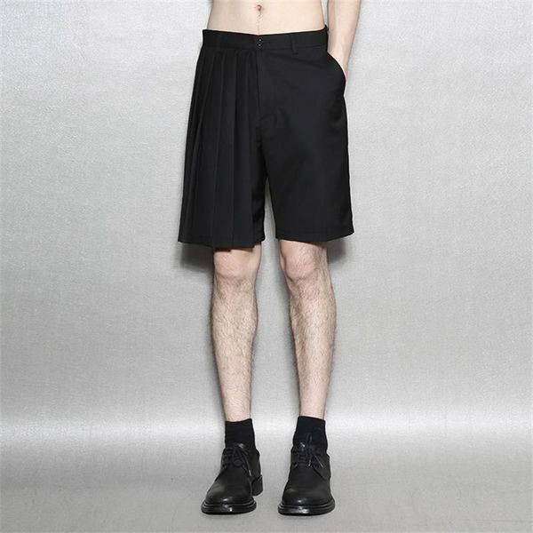 men's shorts fashion hong kong style black ruffled asymmetrical loose suit cropped pants, White;black
men's shorts fashion hong kong style black ruffled asymmetrical loose suit cropped pants, White;black