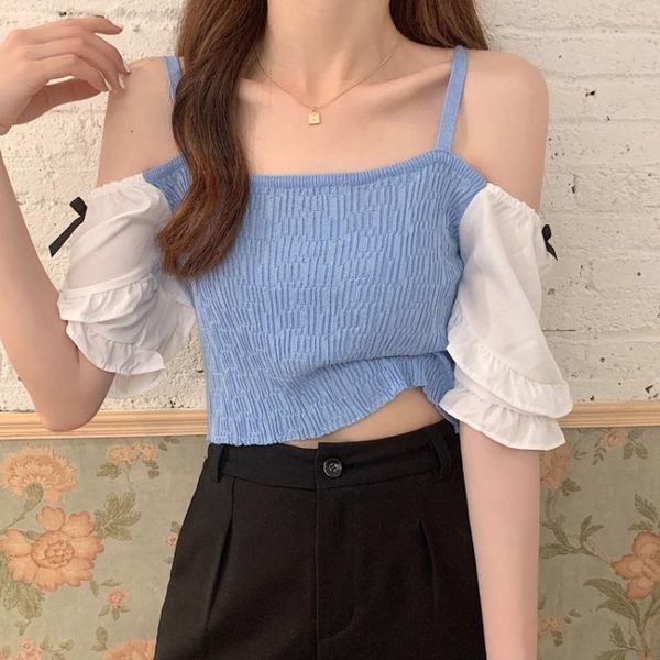 women's t-shirt off shoulder t shirt for women clothing spaghetti strap tees slim summer slash neck patchwork puff short sleeve ladies, White
women's t-shirt off shoulder t shirt for women clothing spaghetti strap tees slim summer slash neck patchwork puff short sleeve ladies, White