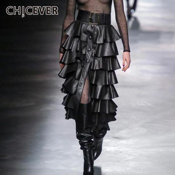 chicever black pu leather ruffle women's skirts high waist buttons streetwear female skirt 2021 autumn fashion new clothing
chicever black pu leather ruffle women's skirts high waist buttons streetwear female skirt 2021 autumn fashion new clothing