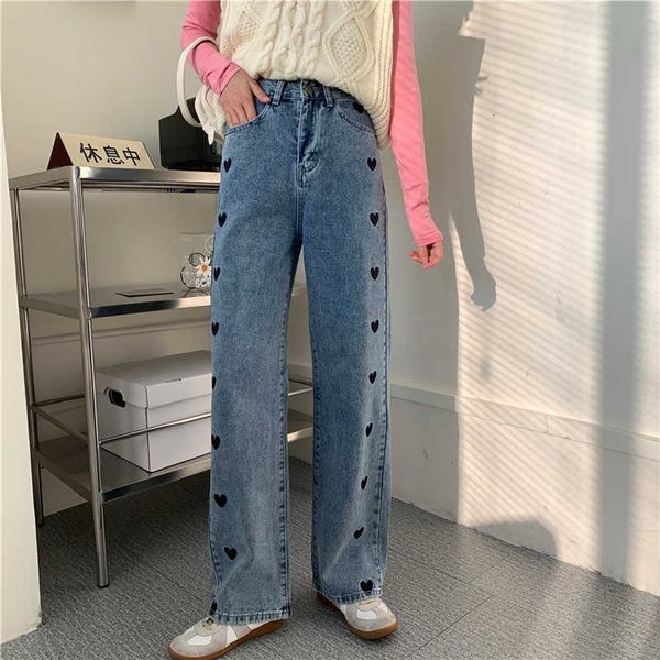 women's pants & capris harajuku women denim wide leg heart embroidery streetwear high waist trousers female jeans korean fashion a, Black;white
women's pants & capris harajuku women denim wide leg heart embroidery streetwear high waist trousers female jeans korean fashion a, Black;white
