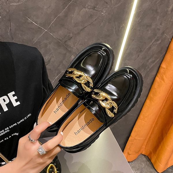 2022 new fashion women flat shoes genuine leather platform shoes casual gold buckle loafers korean fashion chaussure femme w18, Black
2022 new fashion women flat shoes genuine leather platform shoes casual gold buckle loafers korean fashion chaussure femme w18, Black