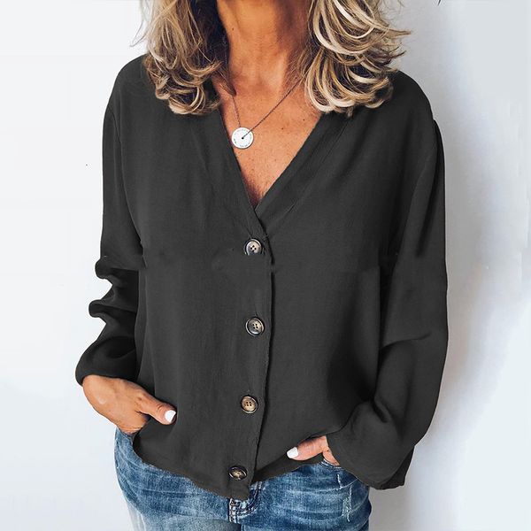 2021 new v neck button women's solid long sleeve blouse spring autumn vintage ladies office chiffon shirts plus huk0, Black
2021 new v neck button women's solid long sleeve blouse spring autumn vintage ladies office chiffon shirts plus huk0, Black