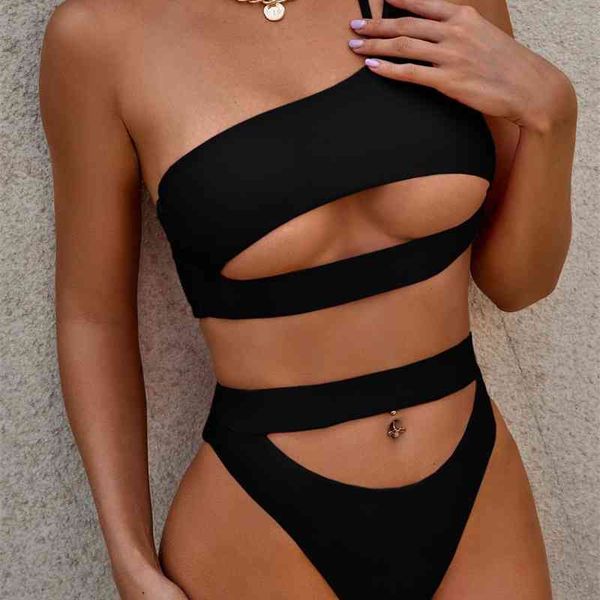 women's swimwear one shoulder bikini cross back women swimsuit solid high waist summer bathing beach wear female sbzg, White;black
women's swimwear one shoulder bikini cross back women swimsuit solid high waist summer bathing beach wear female sbzg, White;black