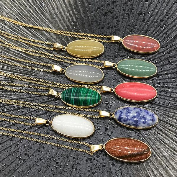 chains natural stone oval aventurine tiger's eye pink quartz opal crystal reiki healing necklace, Silver
chains natural stone oval aventurine tiger's eye pink quartz opal crystal reiki healing necklace, Silver