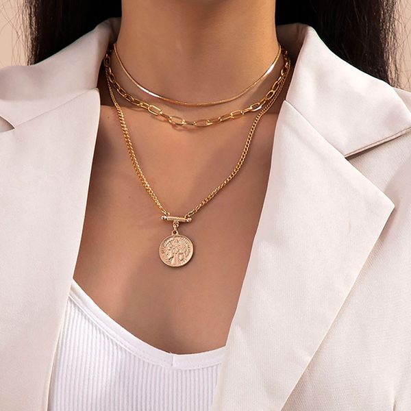 jewelry fashion temperament multi-layer tassel female personality creative head relief pendant necklace, Silver
jewelry fashion temperament multi-layer tassel female personality creative head relief pendant necklace, Silver