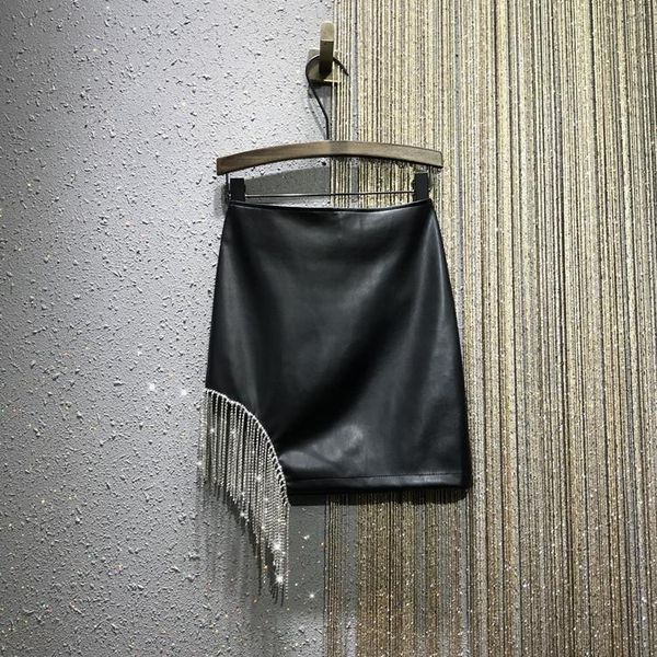 european spring summer new personality rhinestone tassel high waist bag hip pu leather irregular skirts women fashion, Black
european spring summer new personality rhinestone tassel high waist bag hip pu leather irregular skirts women fashion, Black