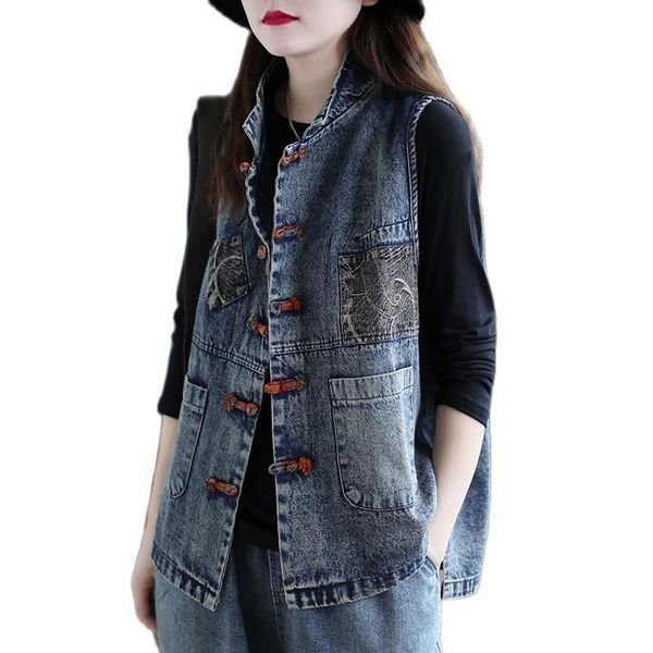 women's vests 5xl cowboy vest women 2021 spring autumn retro large size sleeveless denim coat female buckle casual jacket d1138, Black;white
women's vests 5xl cowboy vest women 2021 spring autumn retro large size sleeveless denim coat female buckle casual jacket d1138, Black;white