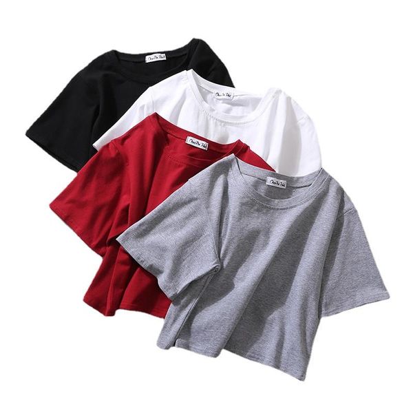 women's t-shirt 2021 summer short sleeve t shirts women cotton solid o neck high waist crop tee female casual loose shirt, White
women's t-shirt 2021 summer short sleeve t shirts women cotton solid o neck high waist crop tee female casual loose shirt, White