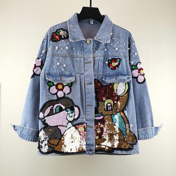 women's jackets autumn women denim jacket overcoat sequins beading cartoon jeans vintage casual coat female outwear p655, Black;brown
women's jackets autumn women denim jacket overcoat sequins beading cartoon jeans vintage casual coat female outwear p655, Black;brown