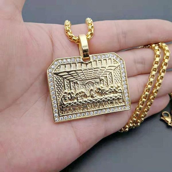 pendant necklaces hip hop bling iced out rhinestones stainless steel the last supper geometric square pendants for men rapper jewelry, Silver
pendant necklaces hip hop bling iced out rhinestones stainless steel the last supper geometric square pendants for men rapper jewelry, Silver