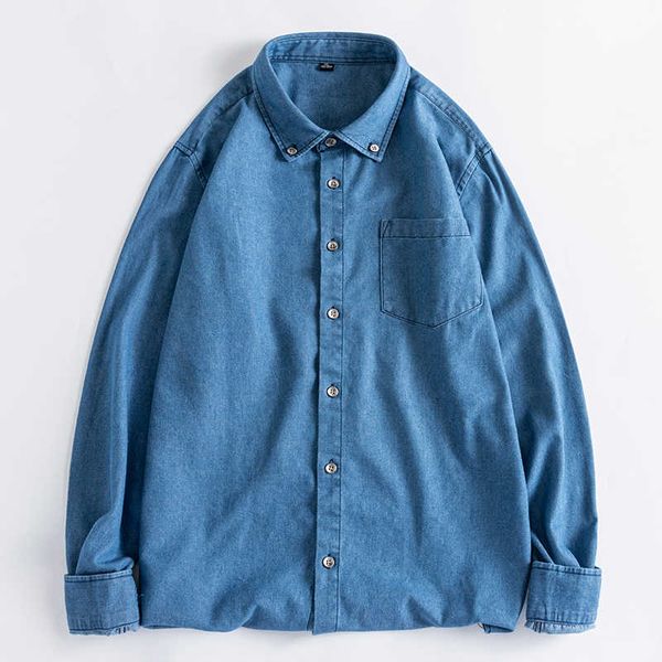 men's denim shirt fashion casual sport pure 100% cotton regular jeans shirt men solid balck chest pockets formal work shirts 210609, White;black
men's denim shirt fashion casual sport pure 100% cotton regular jeans shirt men solid balck chest pockets formal work shirts 210609, White;black