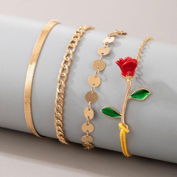 charm bracelets 4 pcs/set gold link chain set for women daisy flower bracelet girls basic hand jewelry braclets, Golden;silver
charm bracelets 4 pcs/set gold link chain set for women daisy flower bracelet girls basic hand jewelry braclets, Golden;silver
