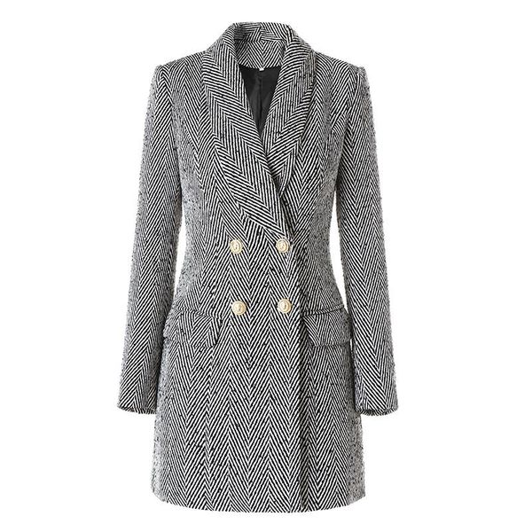 women's wool & blends retro herringbone pattern in the long section european shawl collar slim thick woolen coat leisure high quality, Black
women's wool & blends retro herringbone pattern in the long section european shawl collar slim thick woolen coat leisure high quality, Black