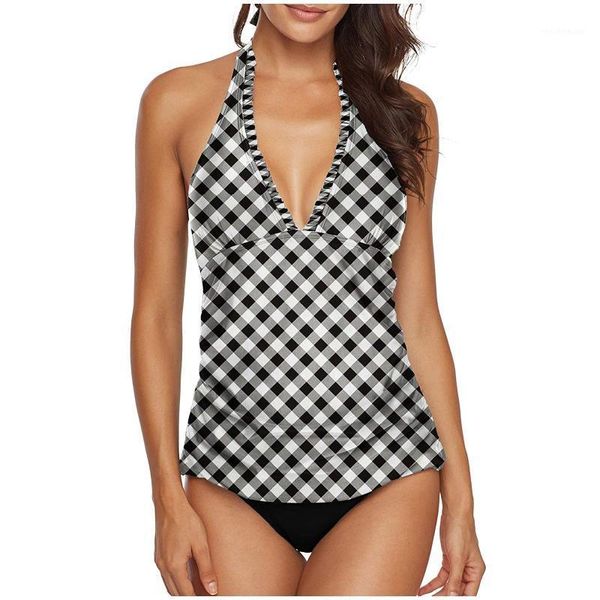 women's swimwear women two-piece checkered print halter bikini push up bathing suit female swimsuit plus size beachwear biquini, White;black
women's swimwear women two-piece checkered print halter bikini push up bathing suit female swimsuit plus size beachwear biquini, White;black
