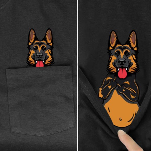 men's t-shirts cloocl animal cotton german shepherd in the chest pocket fashion design black tees men clothing women, White;black
men's t-shirts cloocl animal cotton german shepherd in the chest pocket fashion design black tees men clothing women, White;black