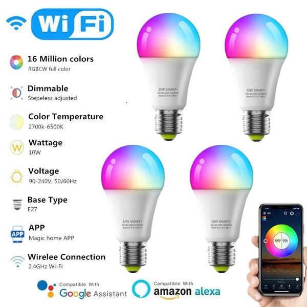 strings 10w wifi smart light bulb e27 led bluetooth dimmable lamp rgb+cwork with alexa google home remote controller timer function