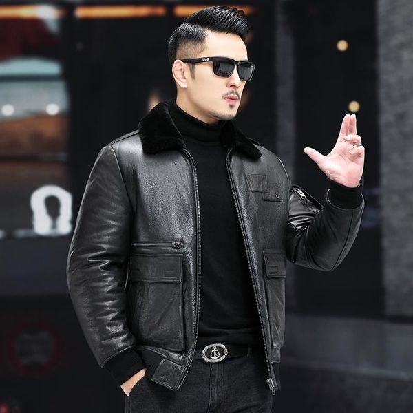 men's leather & faux 2021 casual warm thick genuine cowhide coat men winter real wool liner white duck down jackets male veste homme gx, Black
men's leather & faux 2021 casual warm thick genuine cowhide coat men winter real wool liner white duck down jackets male veste homme gx, Black