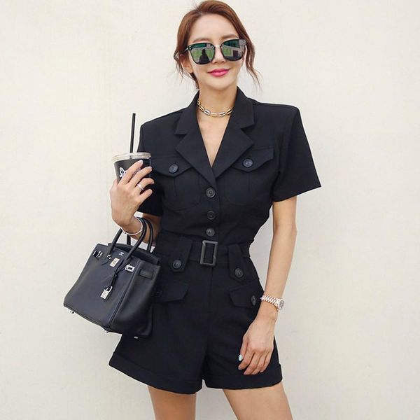 short elegant button pockets short sleeve adjusted sashes work summer jumpsuits for women new khaki rompers womens jumpsuit, Black;white
short elegant button pockets short sleeve adjusted sashes work summer jumpsuits for women new khaki rompers womens jumpsuit, Black;white