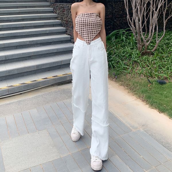 2021 autumn women stitching high waist special jeans trousers white fashion straight pants fc5d, Blue
2021 autumn women stitching high waist special jeans trousers white fashion straight pants fc5d, Blue