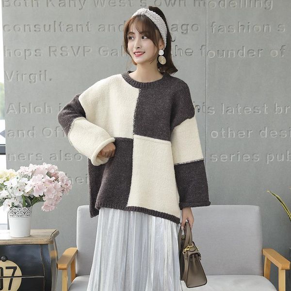 women's sweaters winter autumn color block woman sweater long sleeve knit outwear korean style pullover, White;black
women's sweaters winter autumn color block woman sweater long sleeve knit outwear korean style pullover, White;black