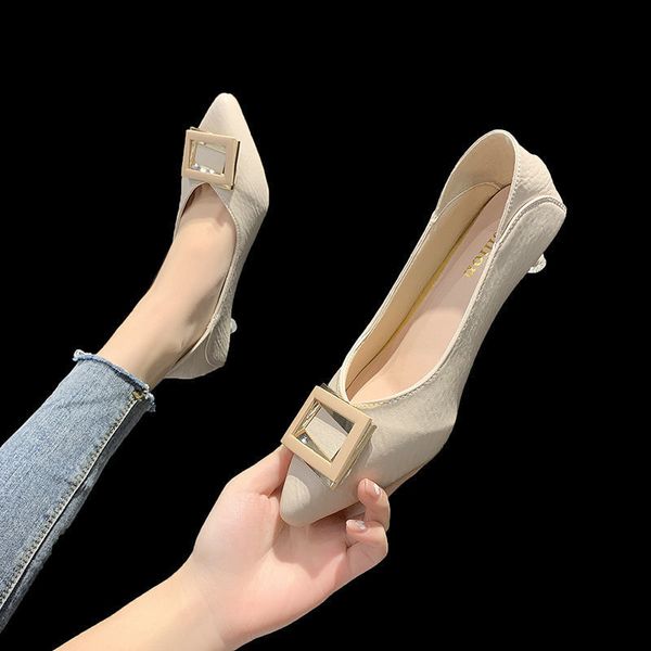 luxury dress shoes 2021 spring and autumn versatile pointed metal buckle shallow mouth elegant profsional work high thin heel's sho, Black
luxury dress shoes 2021 spring and autumn versatile pointed metal buckle shallow mouth elegant profsional work high thin heel's sho, Black