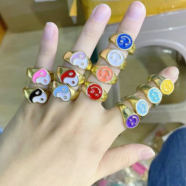 10pcs 2021 latest design gold plated metal yin and yang rings colorful enamel heart women jewelry bijoux accessories, Silver
10pcs 2021 latest design gold plated metal yin and yang rings colorful enamel heart women jewelry bijoux accessories, Silver