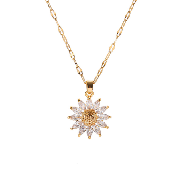 pendant necklaces 316l stainless steel small daisy necklace micro-inlaid zircon titanium not fade, Silver
pendant necklaces 316l stainless steel small daisy necklace micro-inlaid zircon titanium not fade, Silver