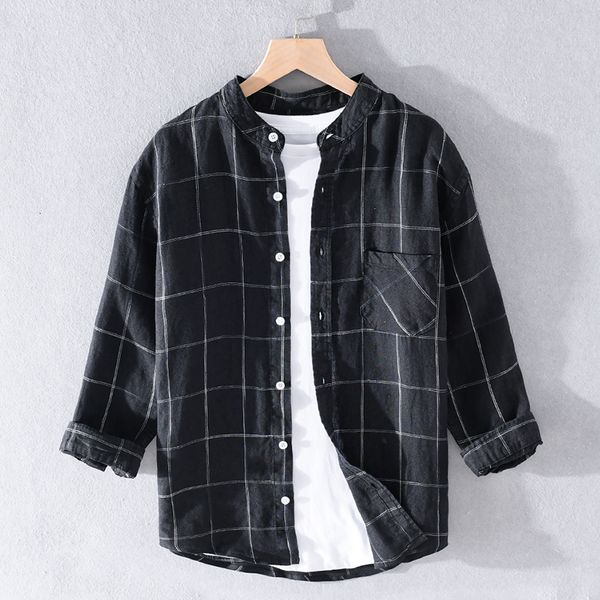 2021 new 100% linen three-quarter sleeved large plaid summer shirts brand casual stand collar for men fashion shirt mens camisa t2i4, White;black
2021 new 100% linen three-quarter sleeved large plaid summer shirts brand casual stand collar for men fashion shirt mens camisa t2i4, White;black