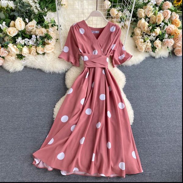 new polka dot dress women v neck high waist holiday party long vestidos korean style french casual chic pea dresses, Black;gray
new polka dot dress women v neck high waist holiday party long vestidos korean style french casual chic pea dresses, Black;gray