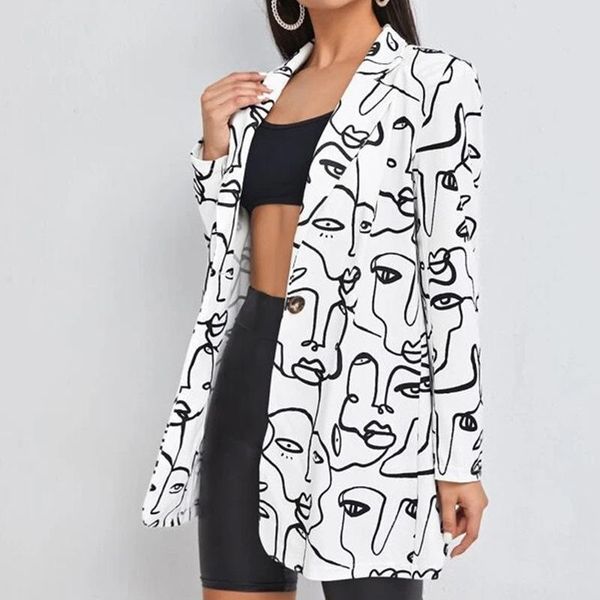 women's suits & blazers 2021 winter casual fashion round neck all-match beltless slim fit printed white temperament commuter loose jack, White;black
women's suits & blazers 2021 winter casual fashion round neck all-match beltless slim fit printed white temperament commuter loose jack, White;black