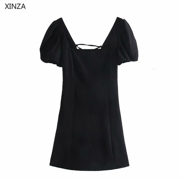 casual dresses women black mini summer short puff sleeve lacing backless feminine squared neck vintage party 2dkm, Black;gray
casual dresses women black mini summer short puff sleeve lacing backless feminine squared neck vintage party 2dkm, Black;gray