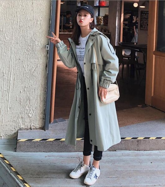 women's trench coats mid-length windbreaker jacket 2021 white beam sleeve loose over knee hooded temperament elegant blend coat, Tan;black
women's trench coats mid-length windbreaker jacket 2021 white beam sleeve loose over knee hooded temperament elegant blend coat, Tan;black