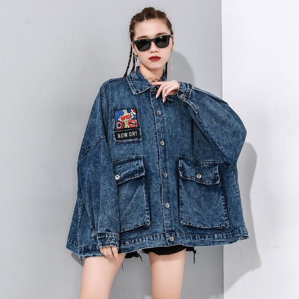 women's jackets johnature casual fashion denim women 2021 spring turn-down collar loose patchwork wash water jeans coats, Black;brown
women's jackets johnature casual fashion denim women 2021 spring turn-down collar loose patchwork wash water jeans coats, Black;brown